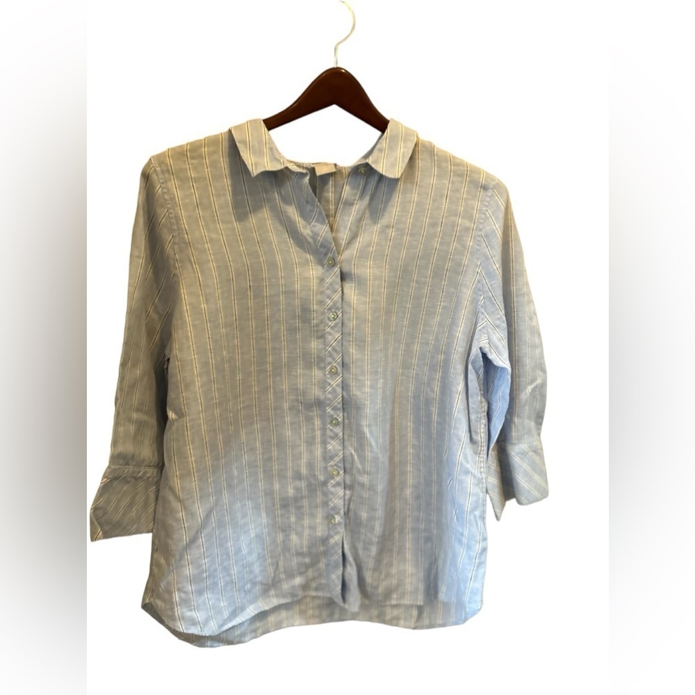 Chico’s coral no iron button front top size 2 or L